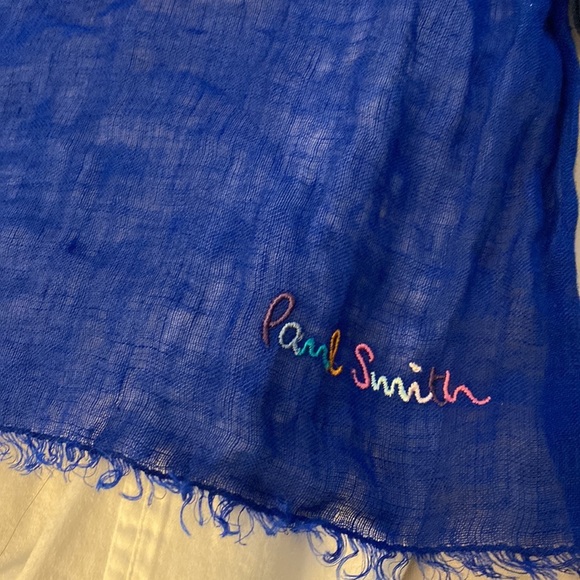 Paul Smith Linen Scarf Embroidered Logo - Picture 2 of 6